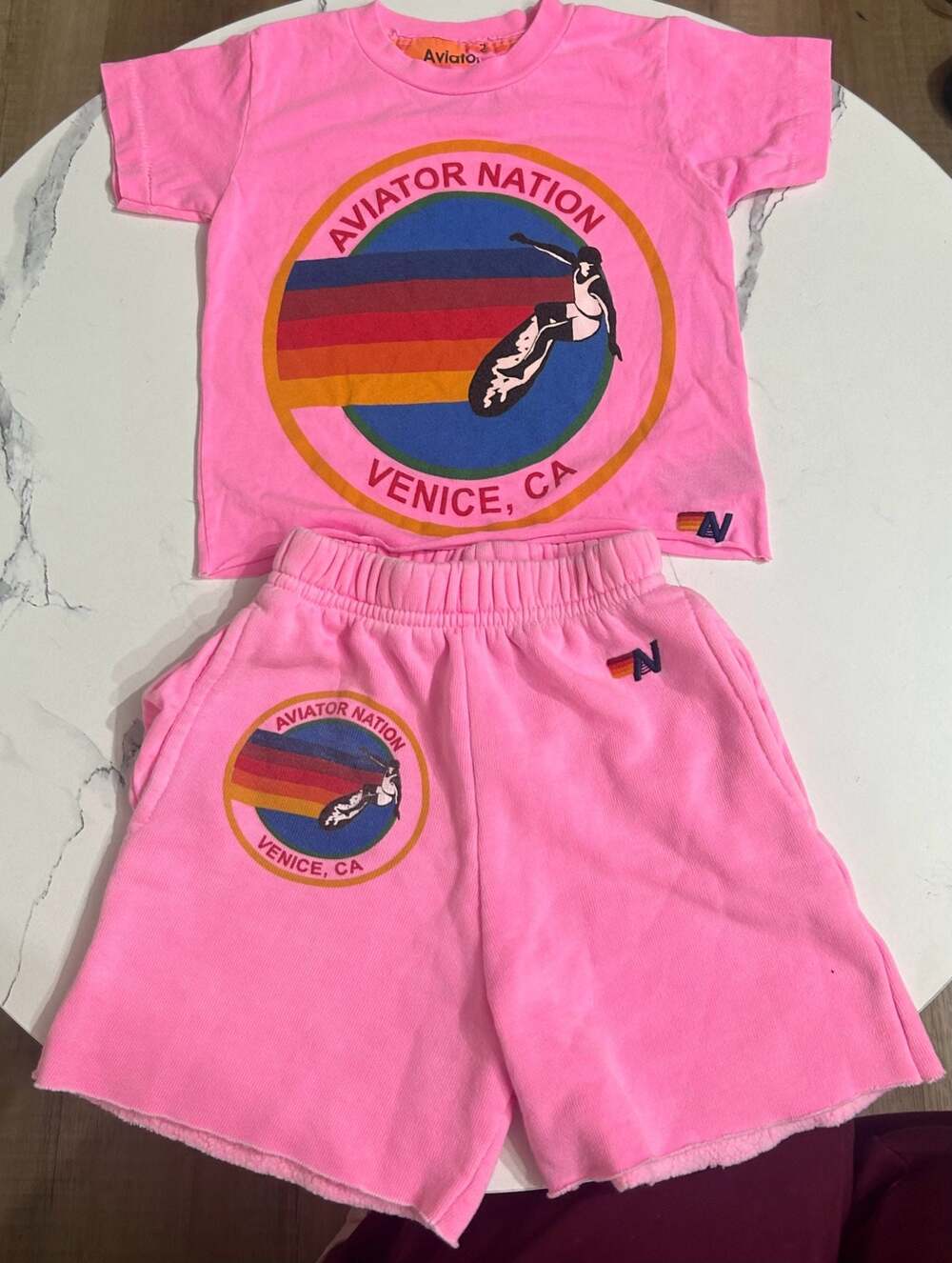 Aviator Nation Kids Venice CA Logo T-Shirt and Sweat Shorts Set